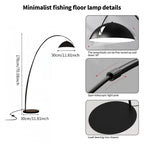 Lampadaire arc noir 185 cm, grand dôme Ø 34,5 cm et socle Ø 40