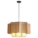 Suspension octogonale en cannage de rotin et tissu, Ø 40 ou 50 cm