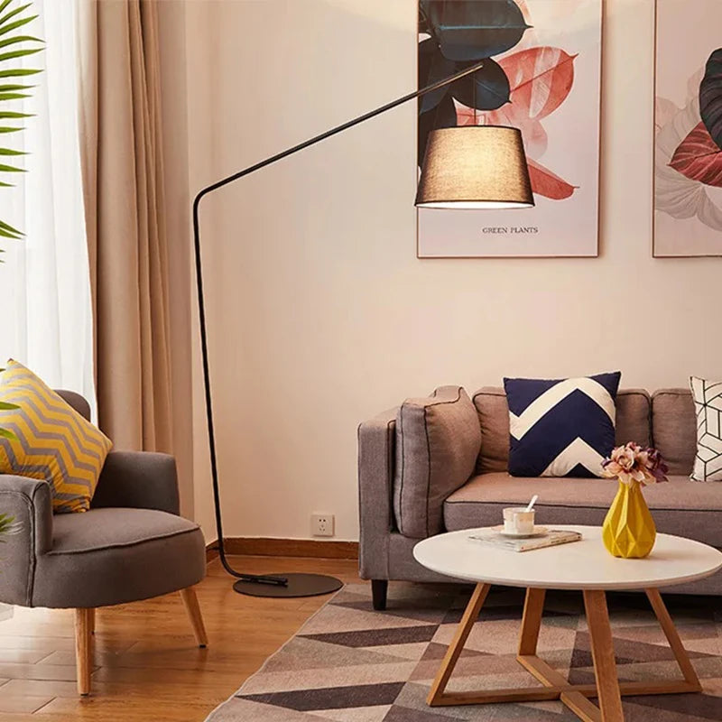 Lampadaire canne à pêche noir au style scandinave