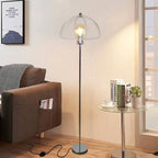 Lampadaire champignon à dôme translucide coloré et tige chromée