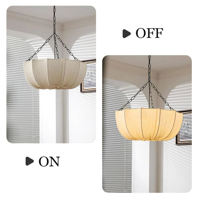 Suspension en tissu plissé à chaînes, Ø 40 à 60 cm, ou plafonnier