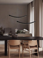 Suspension LED arcs de bois courbés, longueur 70 à 162 cm