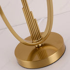 Lampe à poser dorée à anneau ovale et abat-jour tambour, 48 à 58 cm