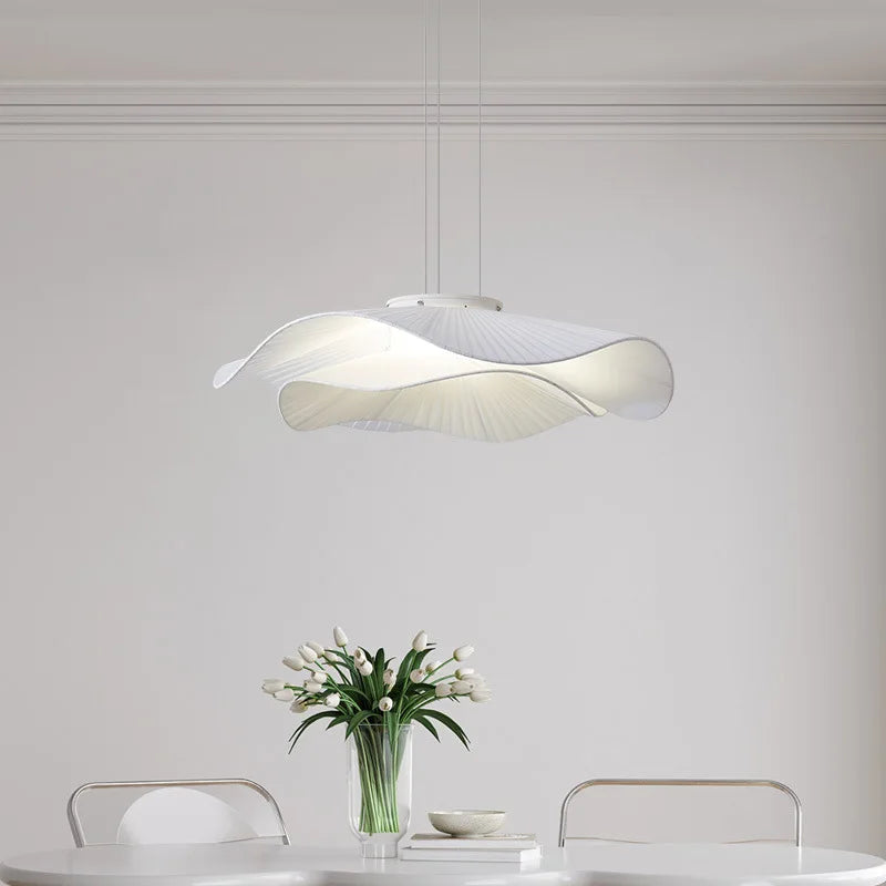 Suspension voile de tissu plissé blanc LED, suspendue ou au plafond