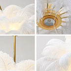 Lustre en plumes d'autruche sur chaîne gainée, Ø 60, 80 ou 100 cm