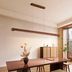 Suspension LED barre en bois massif, 80 à 120 cm, noyer ou naturel
