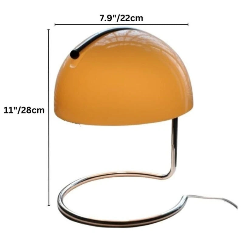 Lampe champignon à dôme en verre sur boucle chromée, 28 cm