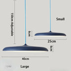 Suspension LED disque plat Ø 25 ou 40 cm, noir, vert, gris ou blanc