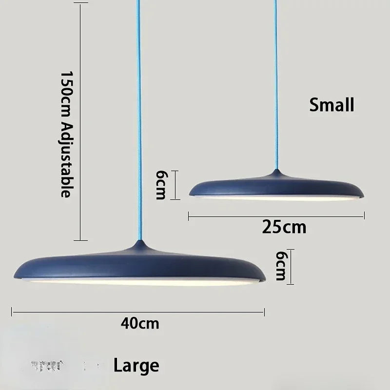 Suspension LED disque plat Ø 25 ou 40 cm, noir, vert, gris ou blanc