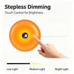 Lampe d'ambiance ronde orange tactile, rechargeable, Ø 22,5 cm