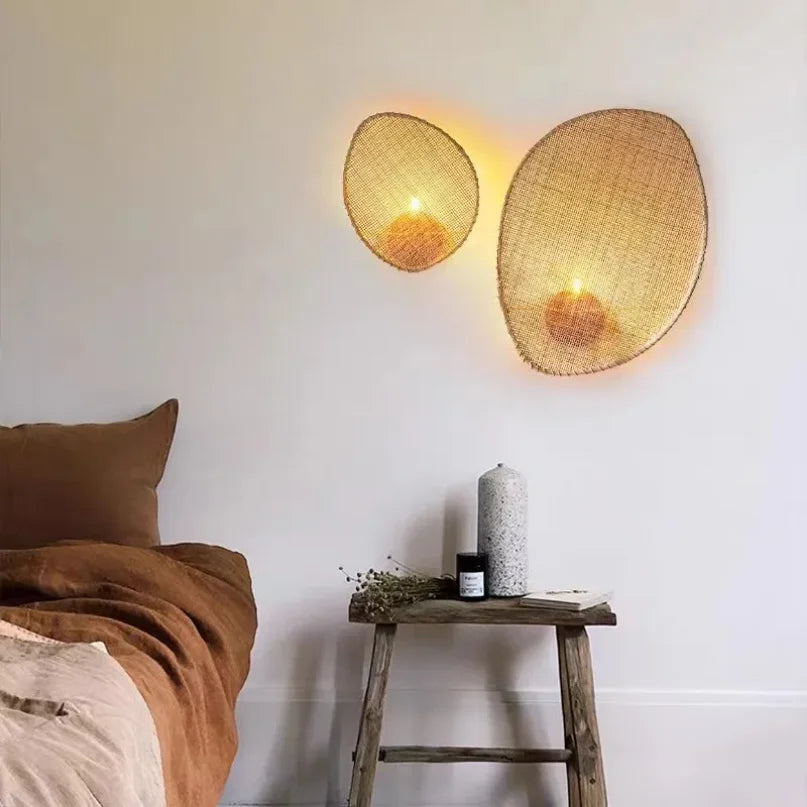 Lampadaire à disques en cannage de rotin, 8 modèles assortis