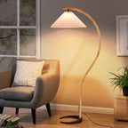 Lampadaire en bois courbé à abat-jour plissé, plusieurs modèles