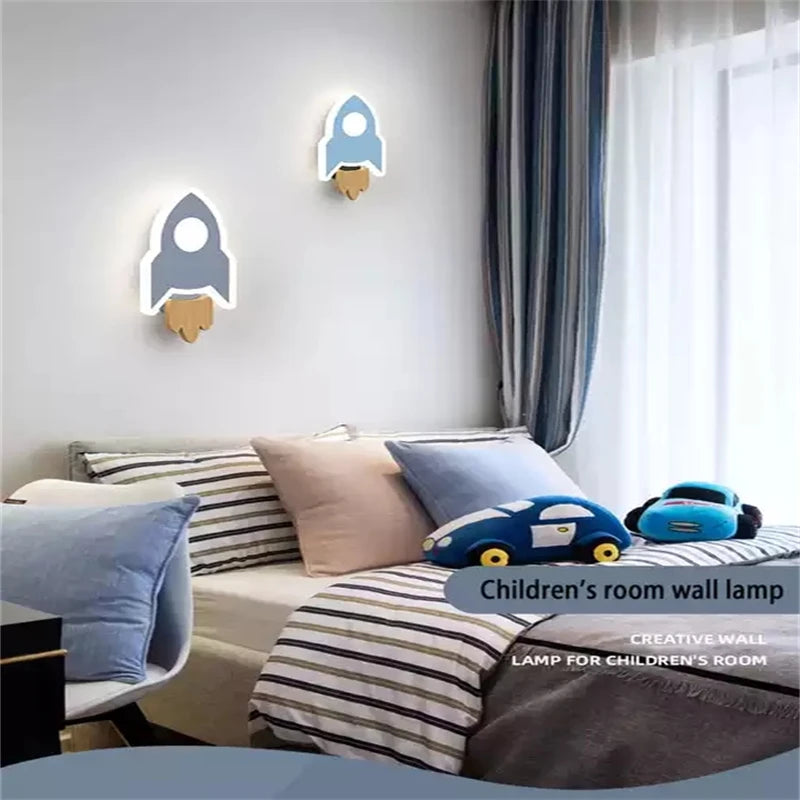 Applique murale fusée, étoile ou lune LED pour chambre d'enfant