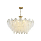 Lustre en plumes de verre dépoli, monture dorée, de 40 à 100 cm