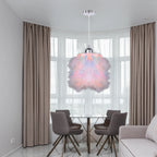 Lustre en plumes pastel multicolores, 5 formes de 15 à 35 cm, E27