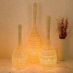 Lampadaire en rotin en forme de gourde, blanc, beige ou marron