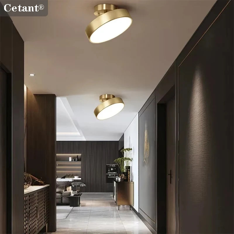 Plafonnier LED orientable en laiton et acrylique, Ø 15 à 30 cm