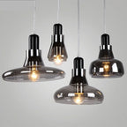 Suspension en verre fumé à tête noire, ampoule LED fournie