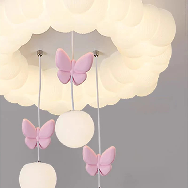 Lustre nuage LED pour chambre de fille, papillons ou nœuds suspendus