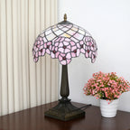Lampe de chevet Tiffany en vitrail rose à fleurs de cerisier, 49 cm