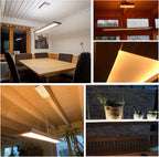 Suspension LED cadre en bois 100 cm, télécommande et hauteur réglable