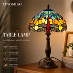 Lampe de chevet Tiffany 20 cm en vitrail, 17 décors au choix