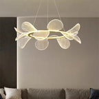 Lustre LED anneau doré à pétales en acrylique transparent