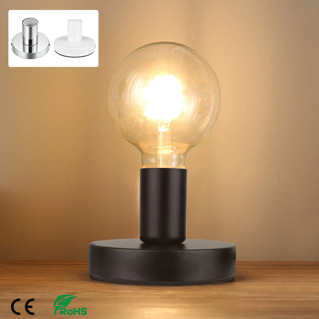 Socle de lampe E27 en métal avec câble et interrupteur, 3 finitions