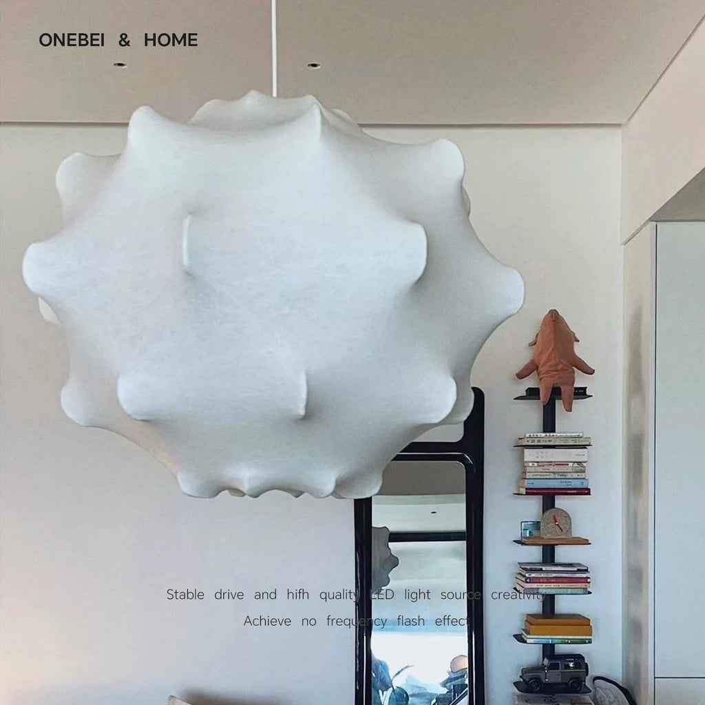 Suspension cocon blanche en tissu enduit, Ø 50 ou 60 cm