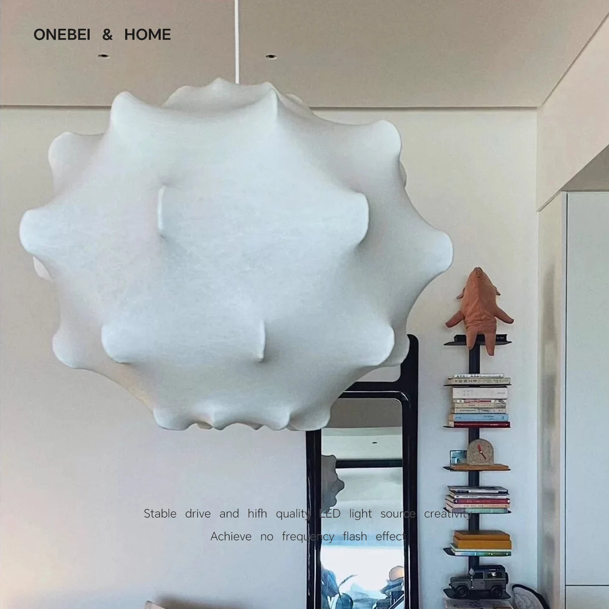 Suspension cocon blanche en tissu enduit, Ø 50 ou 60 cm
