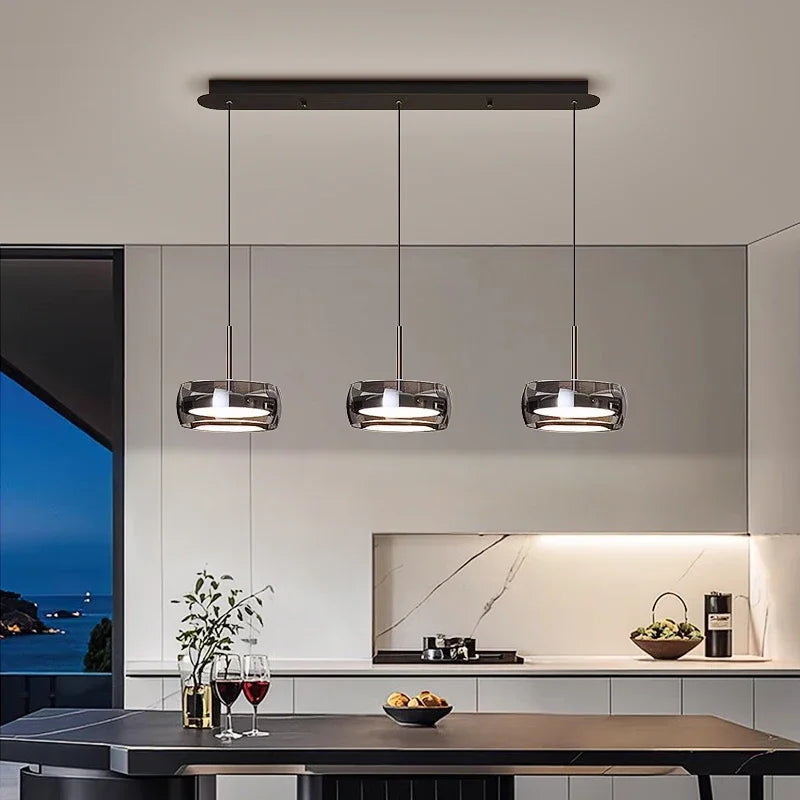 Suspension LED palet en verre fumé et noir, de 1 à 4 lumières