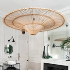 Grand lustre chapeau en rotin, Ø 60 à 130 cm, suspendu ou plafonnier