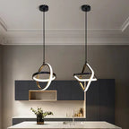 Lustre LED noir à anneaux croisés, 1 ou 3 lumières suspendues