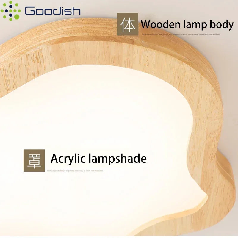 Plafonnier LED nuage en bois massif et acrylique, 4 tailles