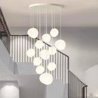 Suspension cascade de globes blancs, de 3 à 25 lumières LED