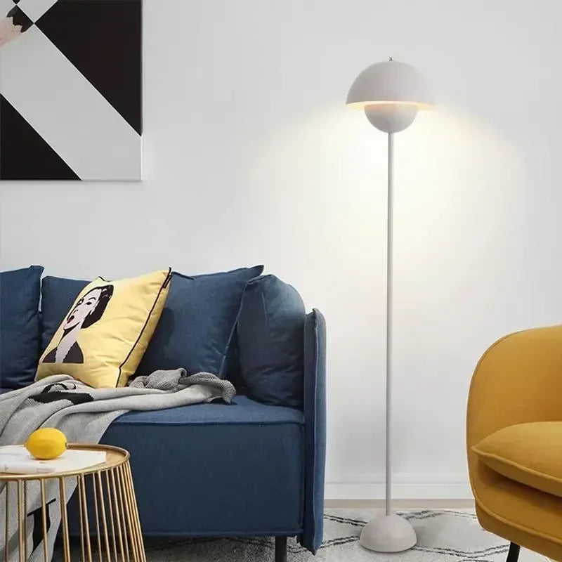Lampadaire champignon laqué à dôme métal, sept couleurs, 165 cm