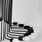 Lustre spirale en fer noir à 16 ou 26 lumières, douilles E27
