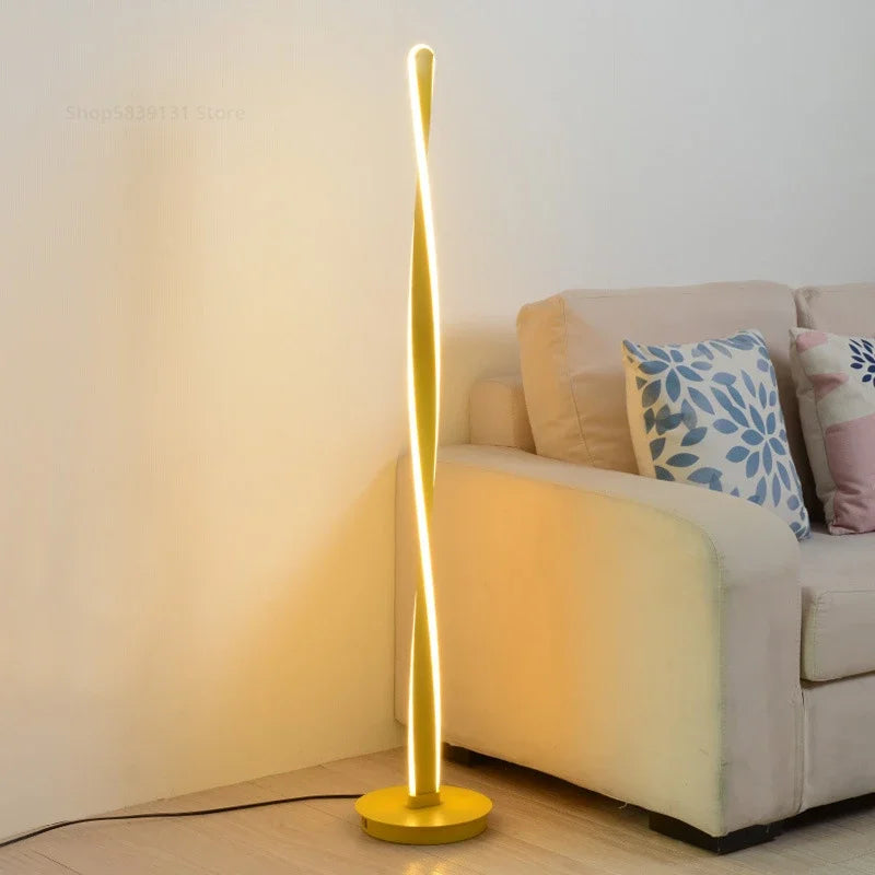 Lampadaire spirale à LED intégrée en aluminium torsadé