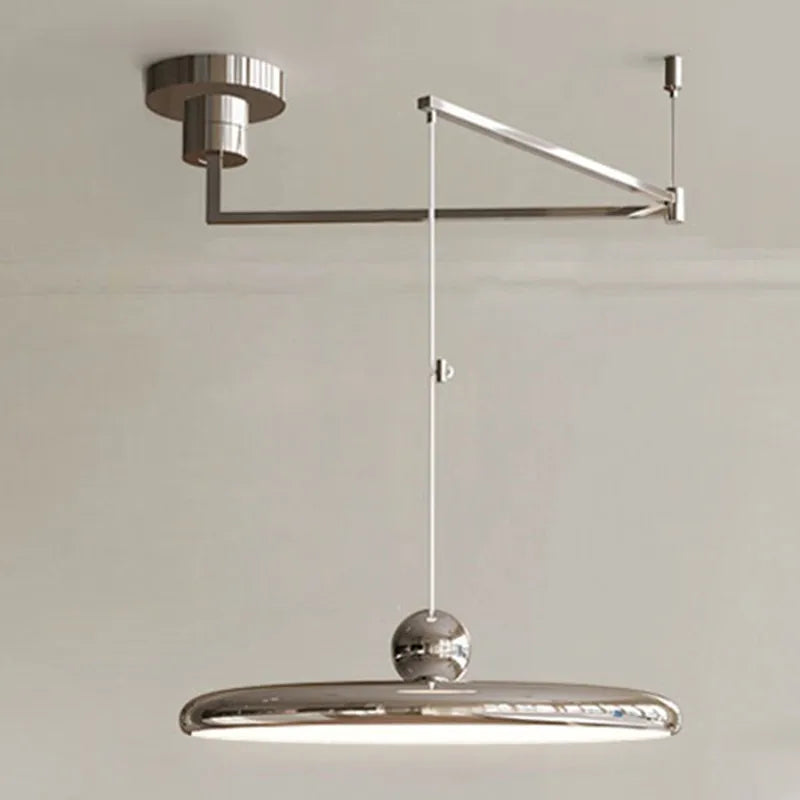 Suspension déportée à bras pivotant et disque LED laqué coloré