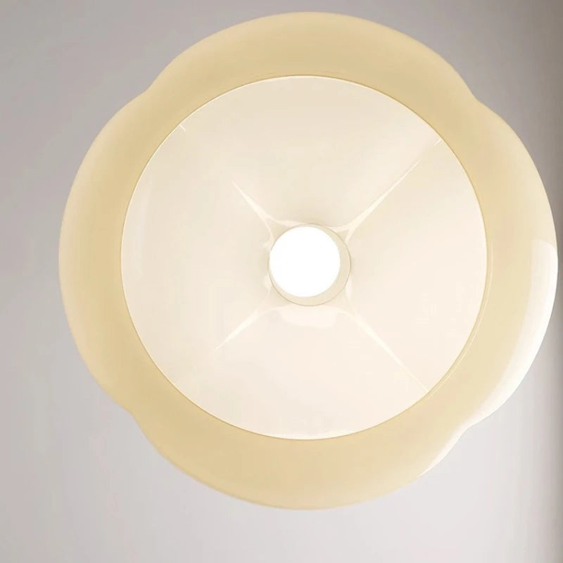 Plafonnier citrouille en verre orange ou crème, embase laiton Ø 30 cm