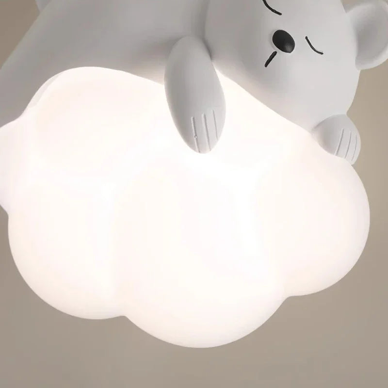Applique murale ours ou lapin endormi sur nuage LED, chambre bébé