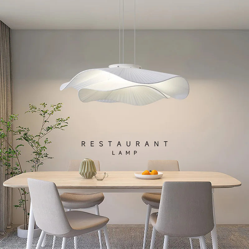 Suspension voile de tissu plissé blanc LED, suspendue ou au plafond