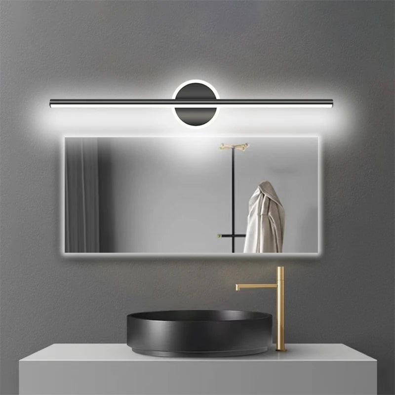 Applique murale LED barre fine et disque à halo, noire ou dorée