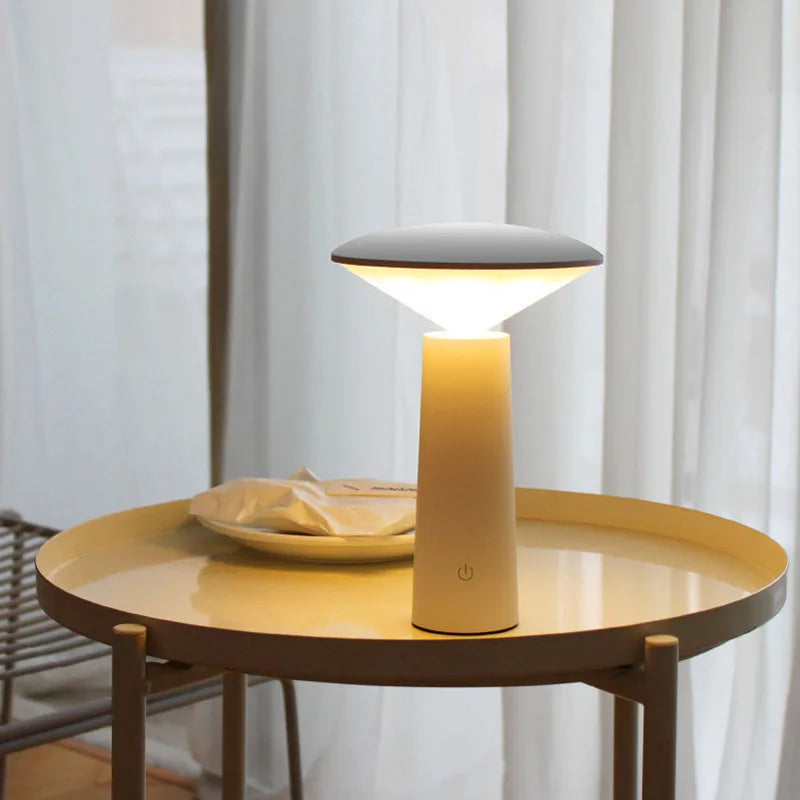 Lampe de table sans fil à tête conique orientable, noire ou blanche