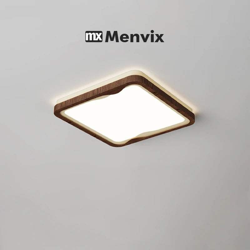 Plafonnier LED extra-plat effet bois, carré ou rond de 50 cm, 48 W