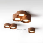 Plafonnier spot cylindrique effet bois ou marbre, 1 à 3 têtes GX53