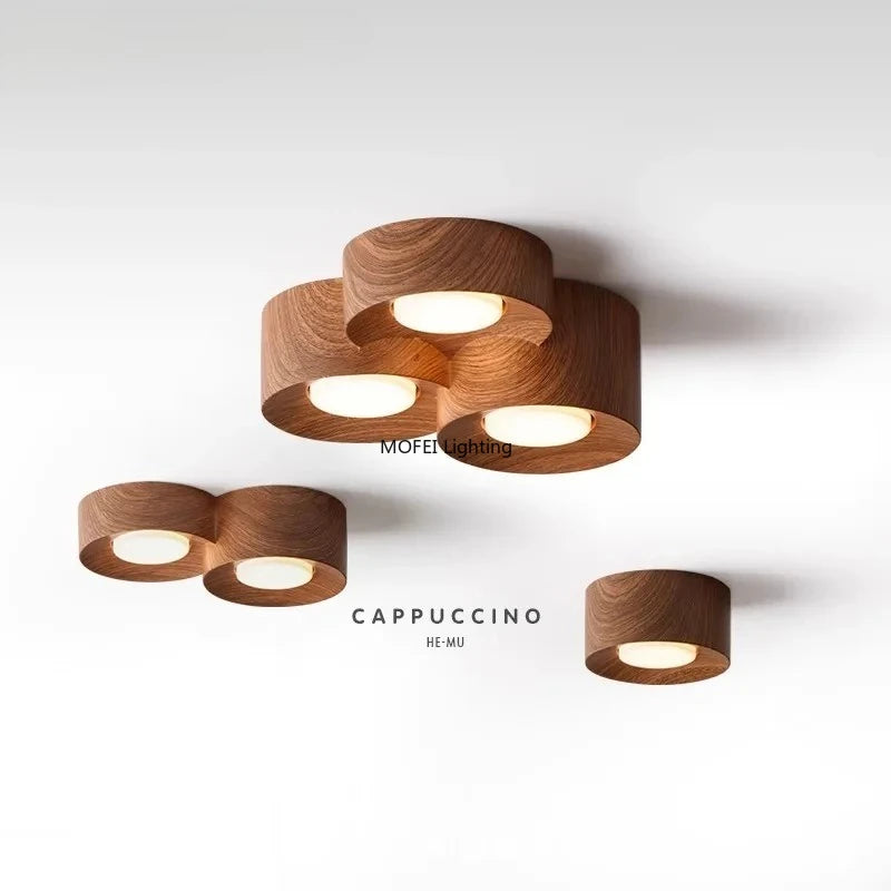 Plafonnier spot cylindrique effet bois ou marbre, 1 à 3 têtes GX53