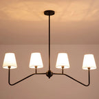 Lustre à abat-jour coniques en tissu, noir ou doré, 4 ou 5 bras