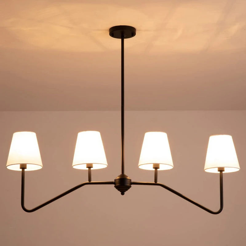 Lustre à abat-jour coniques en tissu, noir ou doré, 4 ou 5 bras