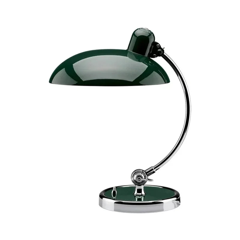 Lampe de bureau rétro Bauhaus chromée, dôme noir, blanc ou vert